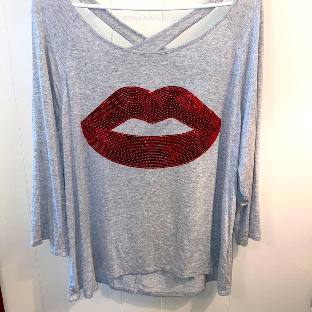 Bright Red Blingy Lips Top